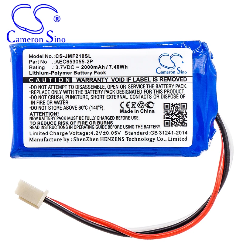 CameronSino แบตเตอรี่สำหรับ JBL Flip 2 (2013) (2013) เหมาะกับ JBL AEC653055-2P ลำโพงแบตเตอรี่2000MAh/7.40Wh 3.70V Li-Polymer