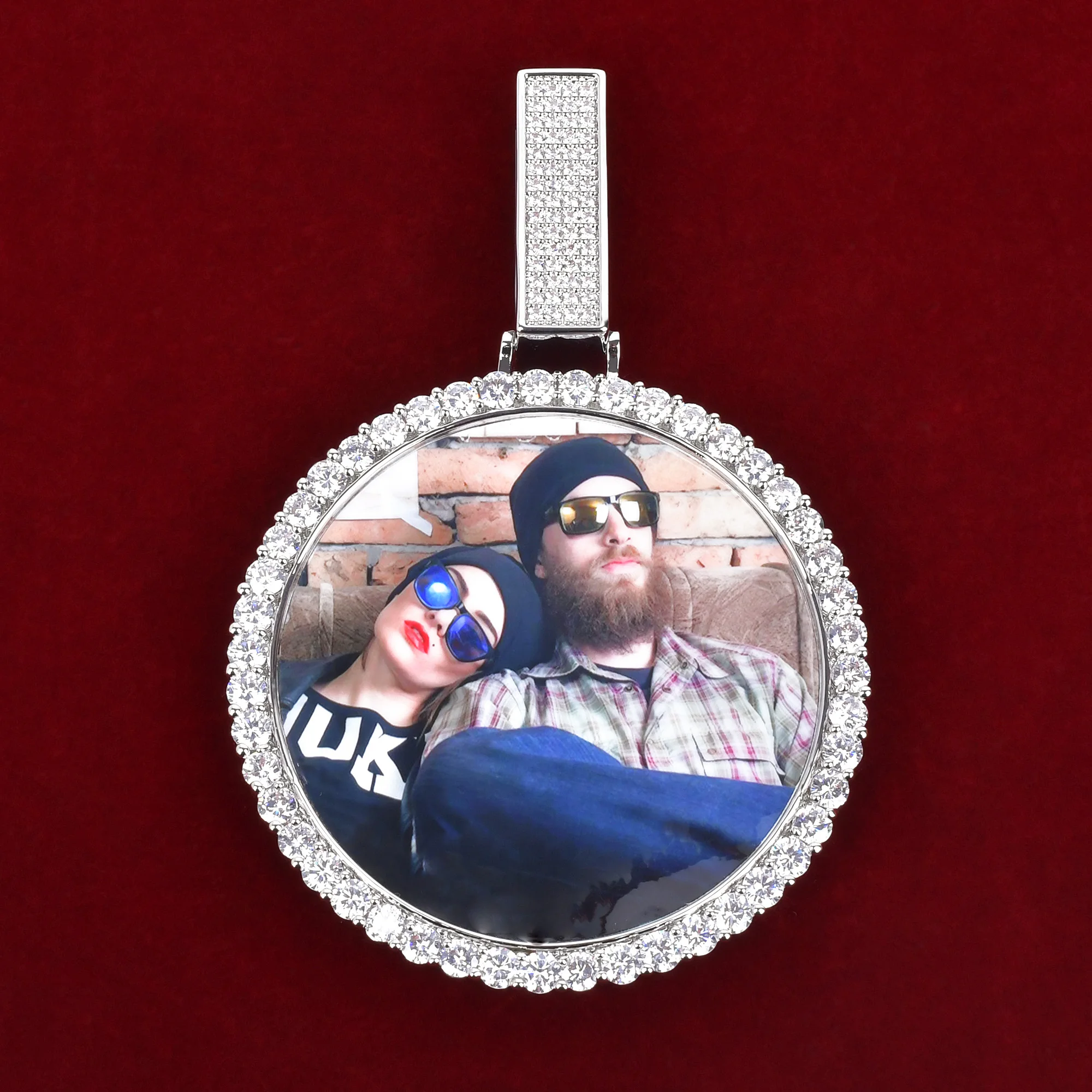 Imagem -02 - Aokaishen Custom Photo Necklace para Homens Imagem Personalizada Medalhões Pingente Real Banhado a Ouro Hip Hop Jóias 2023 Tendência Presente