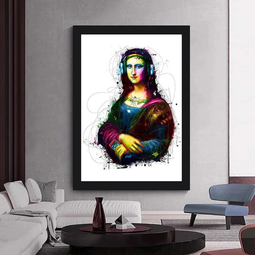 Graffiti Art Mona Lisa Poster Print Home Decoration Colourful Canvas Art Paintings Wall Art Picture for Living Room Wall Decor