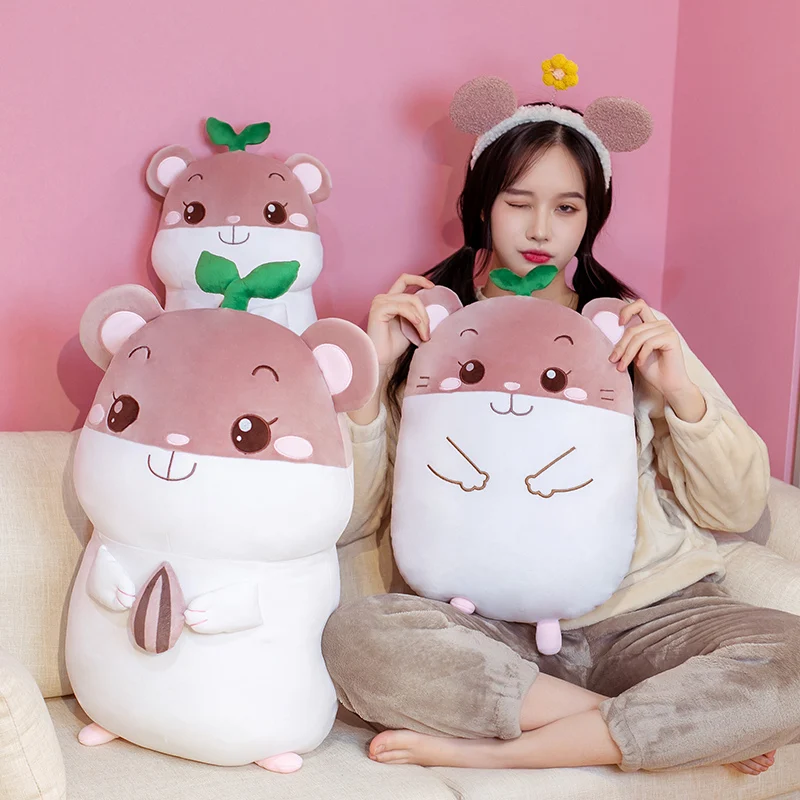 

New 35/55/75cm Cute Hamster Plush Toy Stuffed Soft Animal Mouse Pillow Christmas Gift for Kids Kawaii Valentine Present