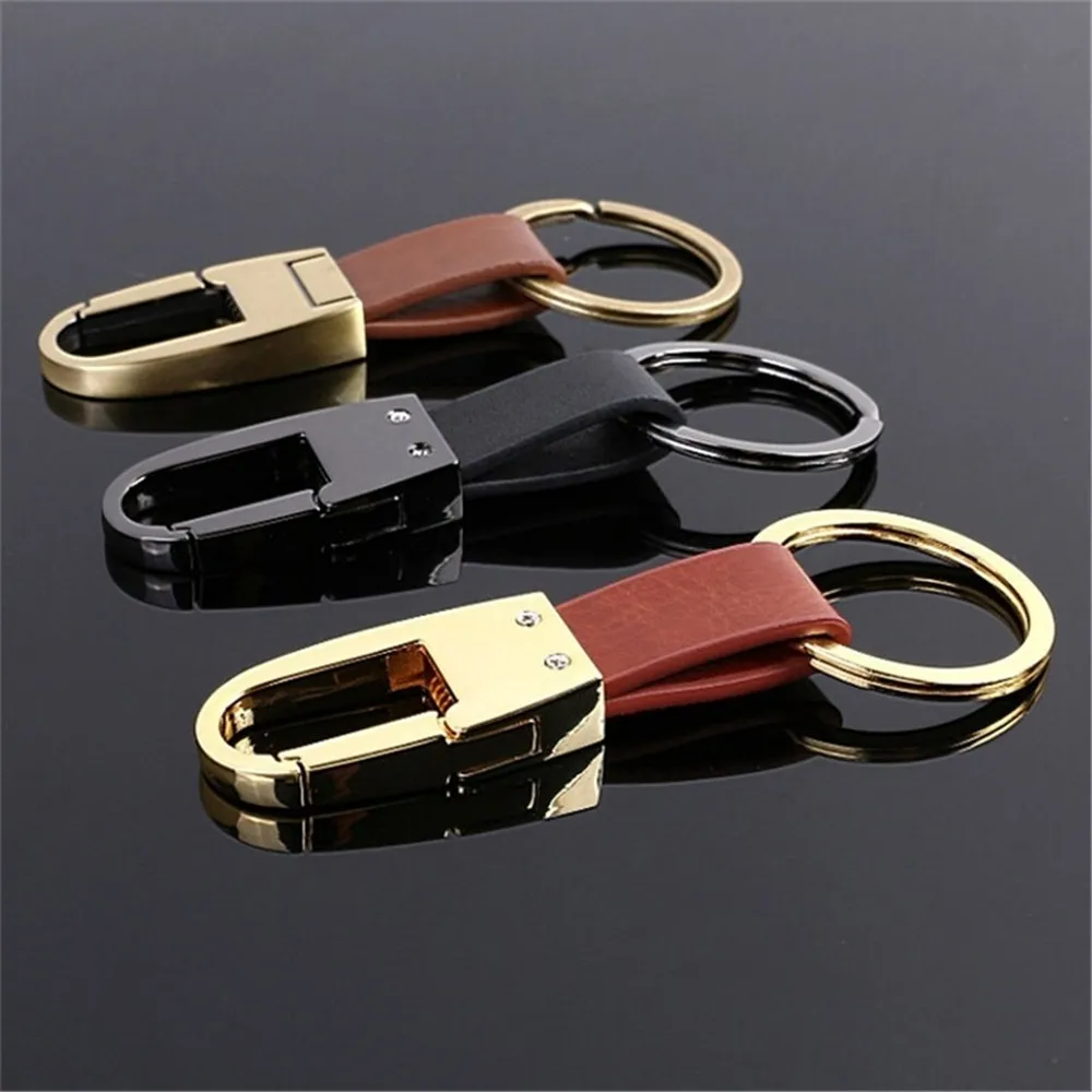 Leather Car Metal Keychain Creative Key chain Men's Keychain Metal Car Pendant Key Ring Giveaway Creative Promotional Gift