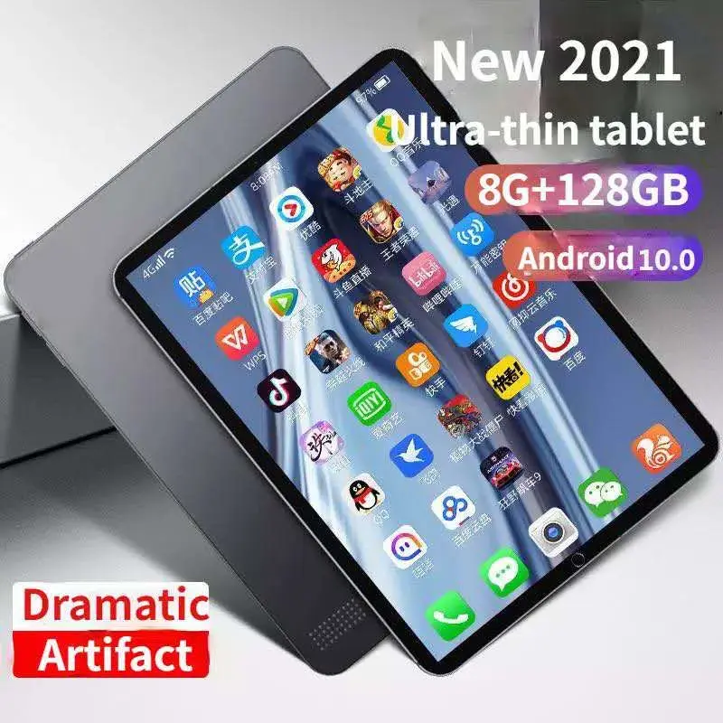 Tablet Portátil 8gb 128gb Duplo Android 10.0 Tablet 10.1 Polegada 8gb Mais 128gb