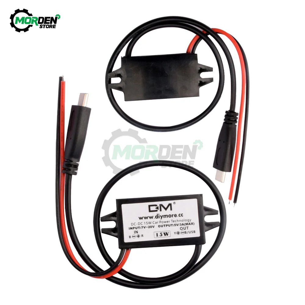 Tipo-c DC-DC 12V a 5V 3A 15W convertitore di potenza per auto Micro Step Down adattatore di uscita di tensione con alimentazione di protezione