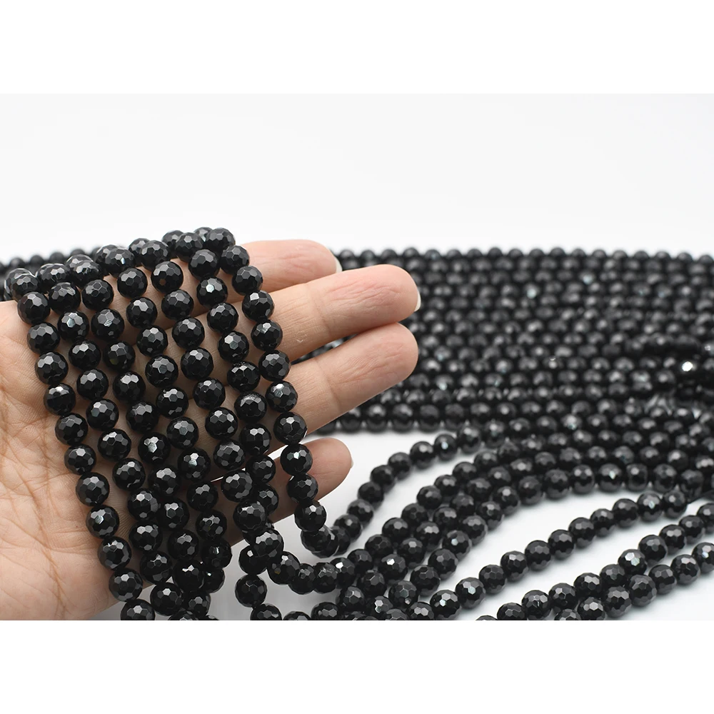 

8-10mm AA Natural Faceted Black Spinel irregular round Stone Beads For DIY necklace bracelet jewelry make 15 "free delivery