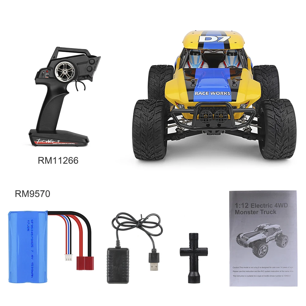 Wltoys 12402-A D7 1/12 RC Car 4WD 550 Motor Desert Buggy Crawler Car 45Km/h Racing Car 2.4GHz Off-Road All Terrain Climbing Car