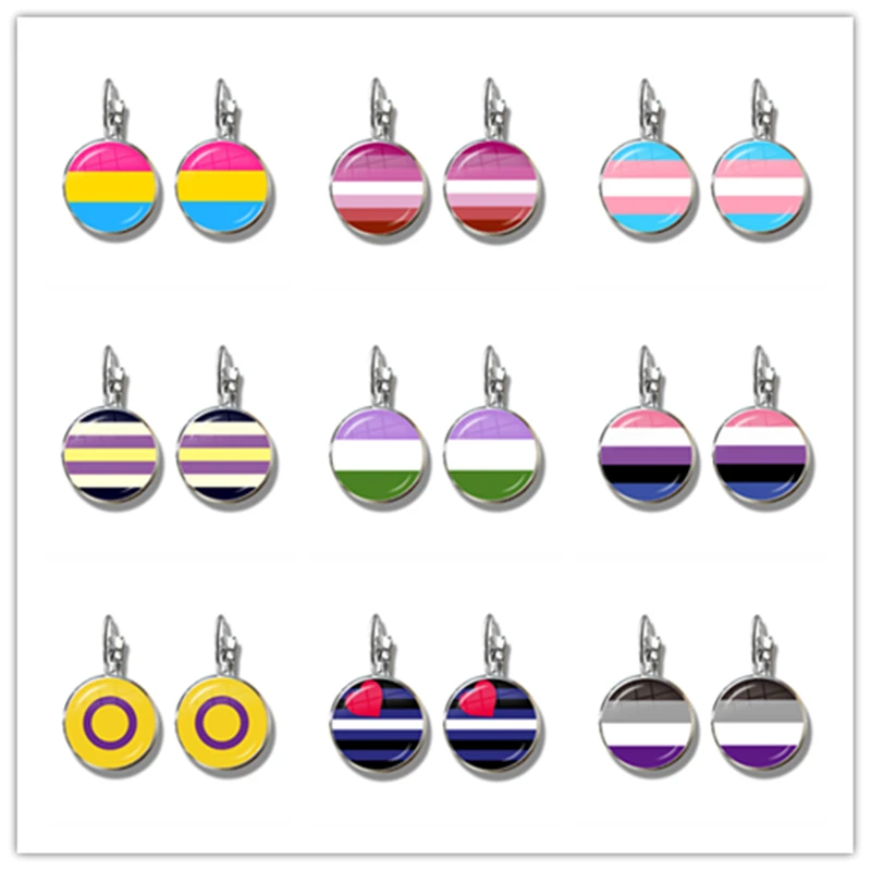 Gay Pride French Hooks Glass Dome Earrings Same Sex Lgbt Jewelry Gay Lesbian Pride With Rainbow Love Wins Gift Same Sex Marriage