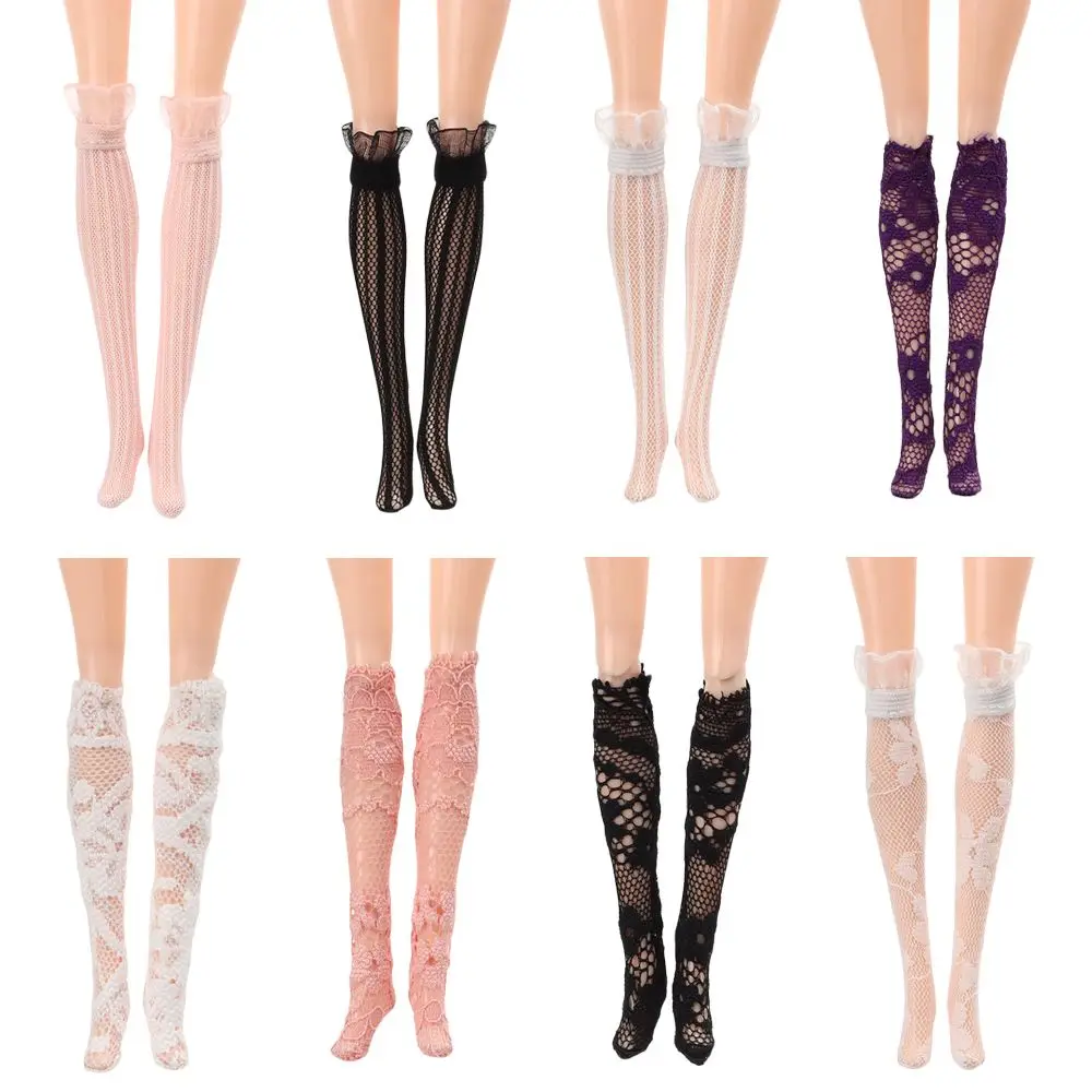 Fashion 1 Pair/Set Handmade Lace Stockings Long Sock Legging Casual Wear Accessories Dress Clothes for 1/6 Doll Baby DIY Toy