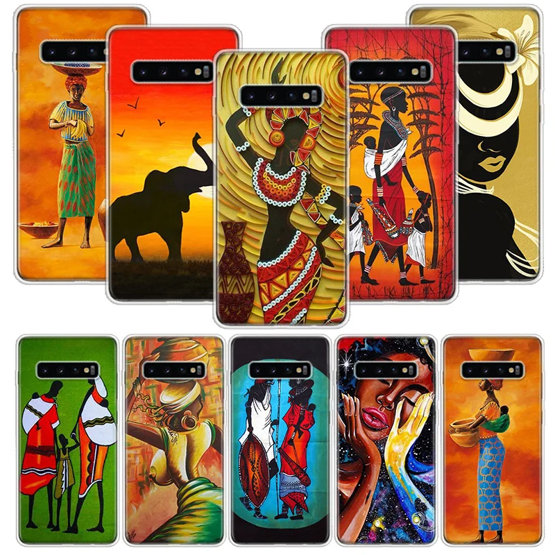 Africa Woman Phone Case For Samsung Galaxy S23 S24 Ultra S20 FE S21 S22 Plus S10 S10E S9 S8 + Soft Cover Fundas