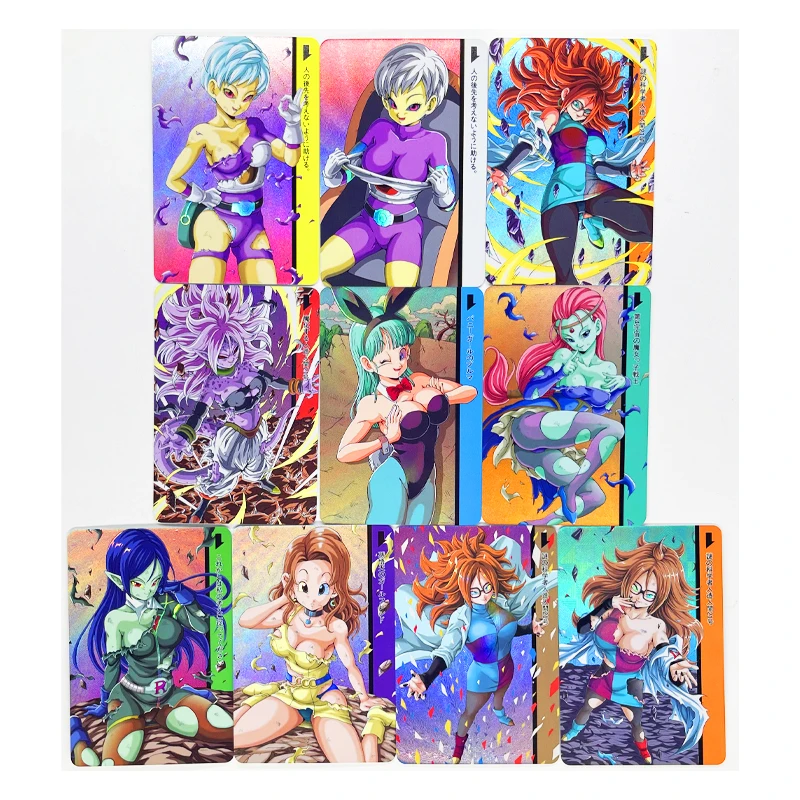 10pcs/set Dragon Ball Z GT Chichi Bulma Android 21 Super Saiyan Heroes Battle Card Ultra Instinct Game Collection Cards