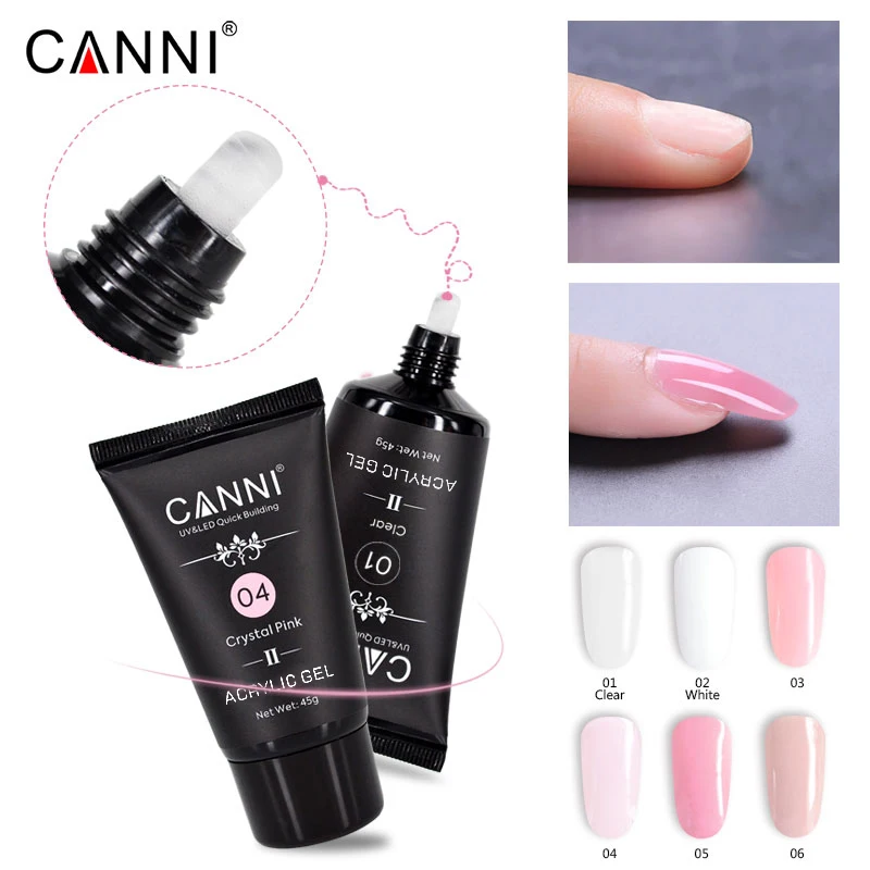 CANNI Acrylic Crystal Nail Gel Poly Nails UV Gel Slip Solution Kit Extension Gel French Nail Soft Pink Extend Cover Camouflage gallery 5