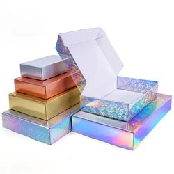 Laser carton wholesale color packaging gold small gift box wig blank 3-layer corrugated carton
