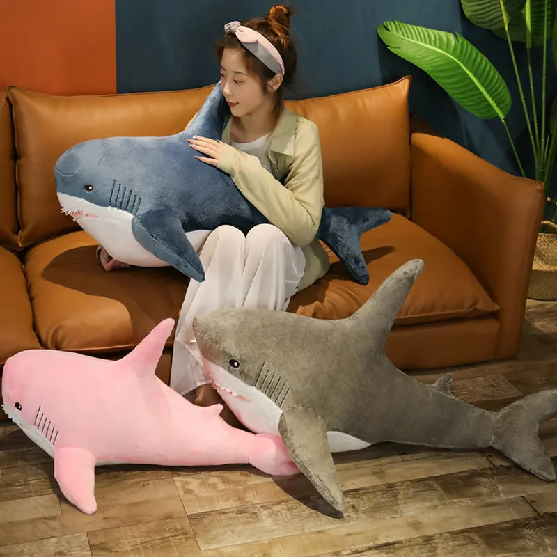 80/100/140cm Giant Shark Skin Plush Toy Soft Shark Semi-finished Coat Fish Pillow Toys Dolll Gift for Kids Child