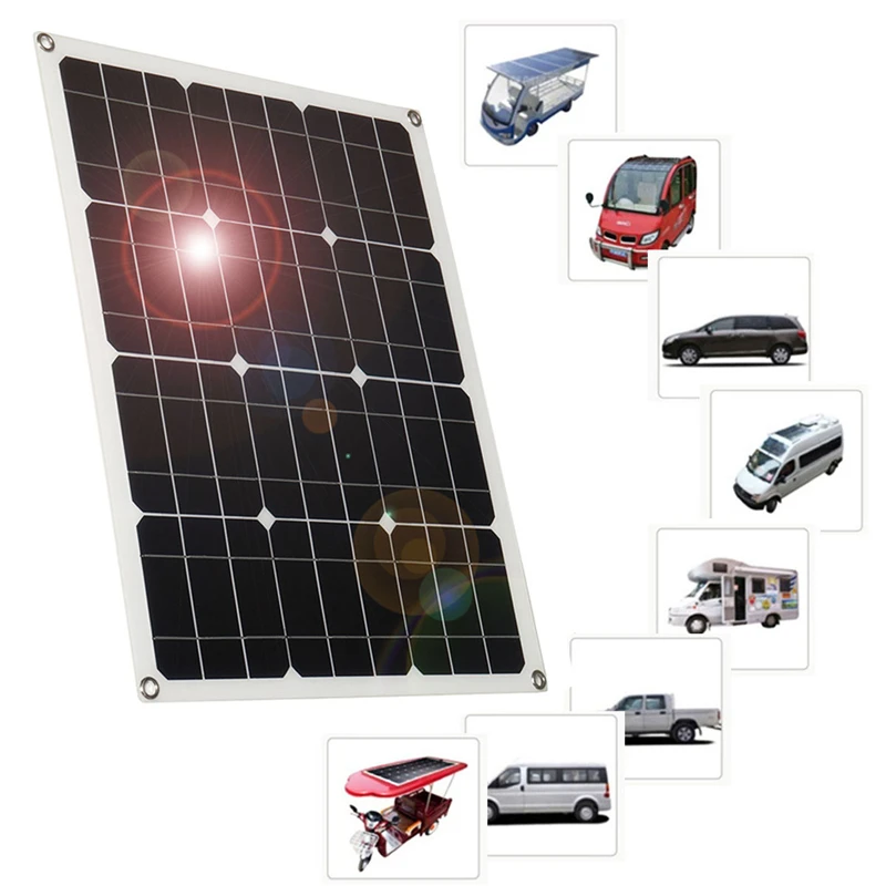 Large Solar Panel 100W 18V Portable Solar Charger Dual Output Interface Waterproof Solar Board for RV Car Boat Camping Battery