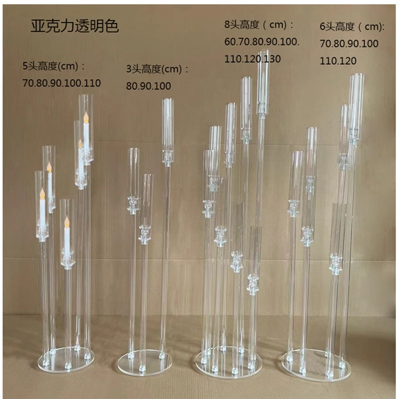 Clear Acrylic Candlesticks for Wedding Decoration, Centerpiece Candelabra, Candlesticks for Event Party, 14PCs