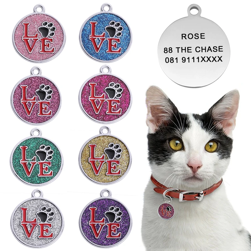 Pet Dog Id Tags Cat Collar Accessories Decoration Pet ID Dog Tags Collars Stainless Steel Cat Tag Customized Tag Free Engraving