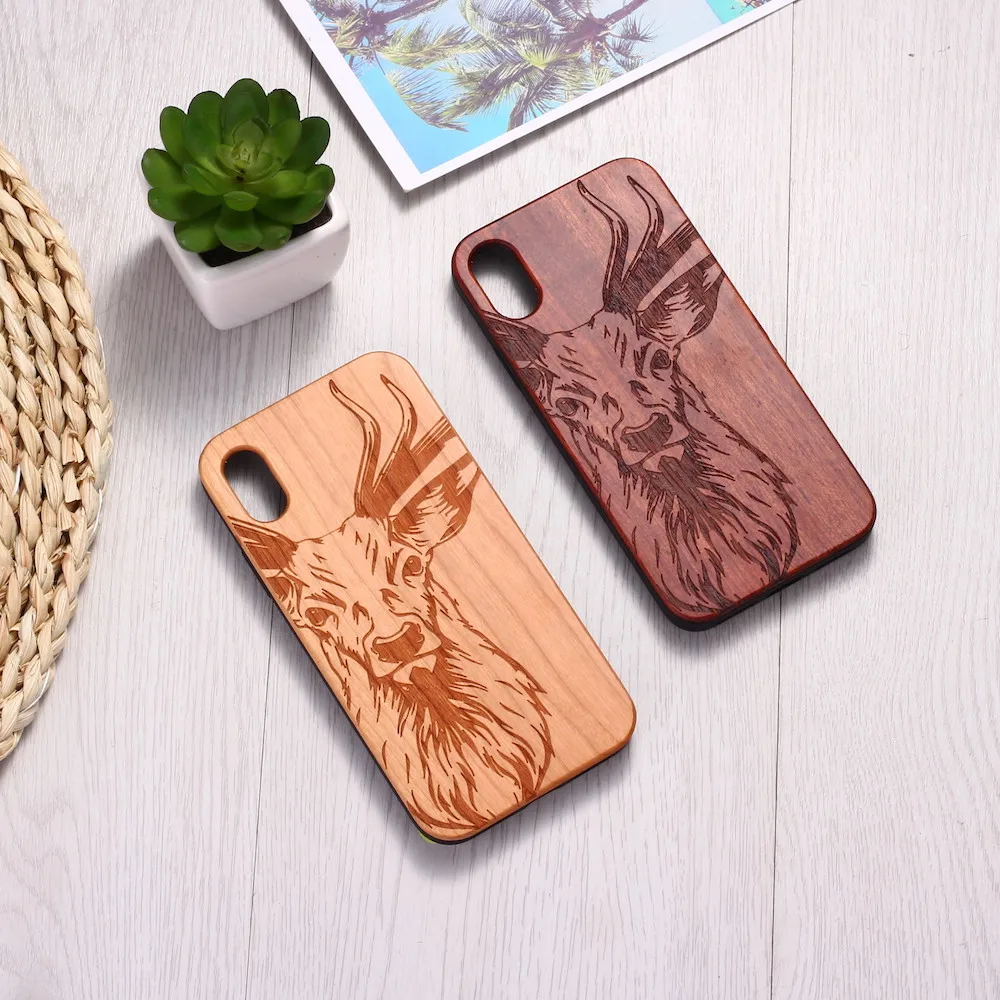 Elk Deer Moose Christmas Engraved Wood Phone Case Coque Funda For iPhone 14 14ProMax 14Plus 13Promax 13 12 11