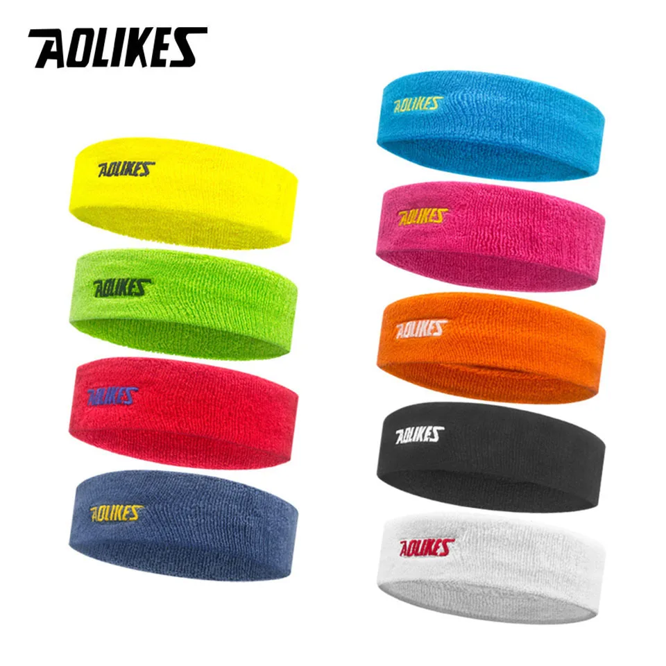 AOLIKES High Quality Cotton Sweat Headband For Men Sweatband women Yoga Hair Bands Head Sweat Bands Volleyball Tennis