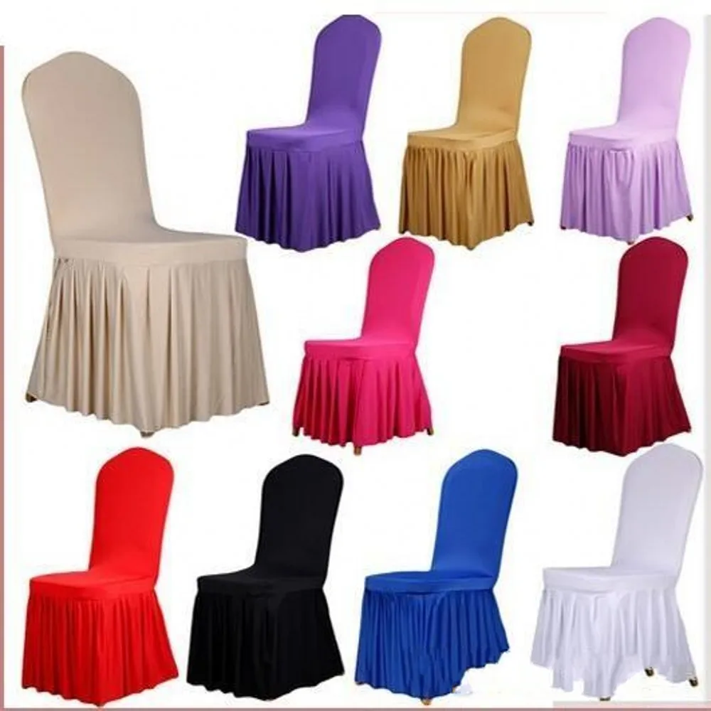 Chair skirt cover Wedding Banquet Chair Protector Slipcover Decor Pleated Skirt Style Chair Covers Elastic Spandex High Quality