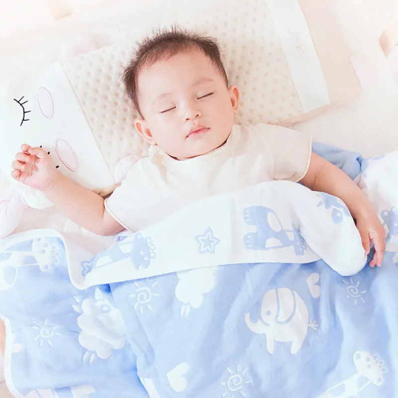 Newborn Baby Thick 6 Layer Muslin Cotton Blanket Breathable Infant Bebe Swaddle Bedding Kids Bath Towel Soft Comfortable