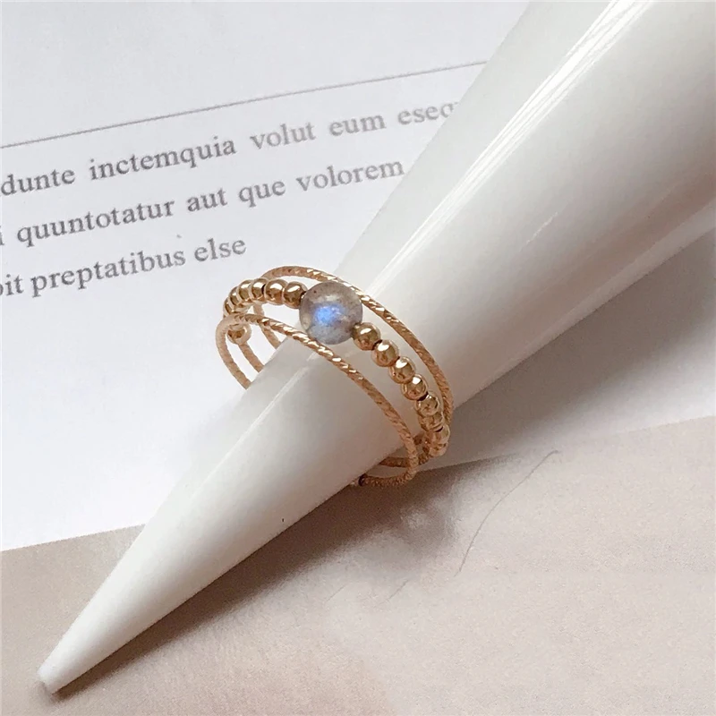 Imagem -05 - Anéis Naturais de Moonstone para Mulheres Anéis Knuckle com Ouro 14k Joias Artesanais de Minimalismo Anel Feminino