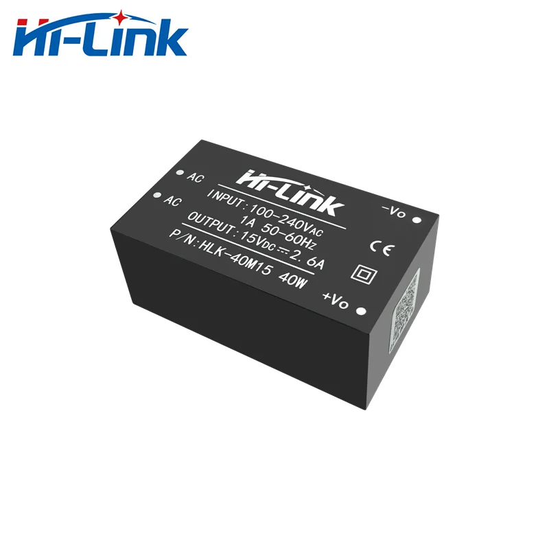 AC/DC 전원 공급 장치 모듈, 저전력 소비, 높은 안전성 절연 HLK-40M15, 무료 배송, 로트당 2 개, 220V ~ 15V, 40W