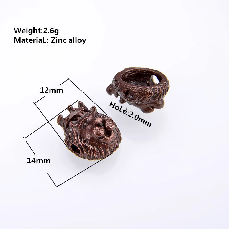 10PCS/ pack NEW Accessories King Crown Lion Head Spacer Beads Charm Beads Large Hole leo Beads Men's Jewelry making Findings