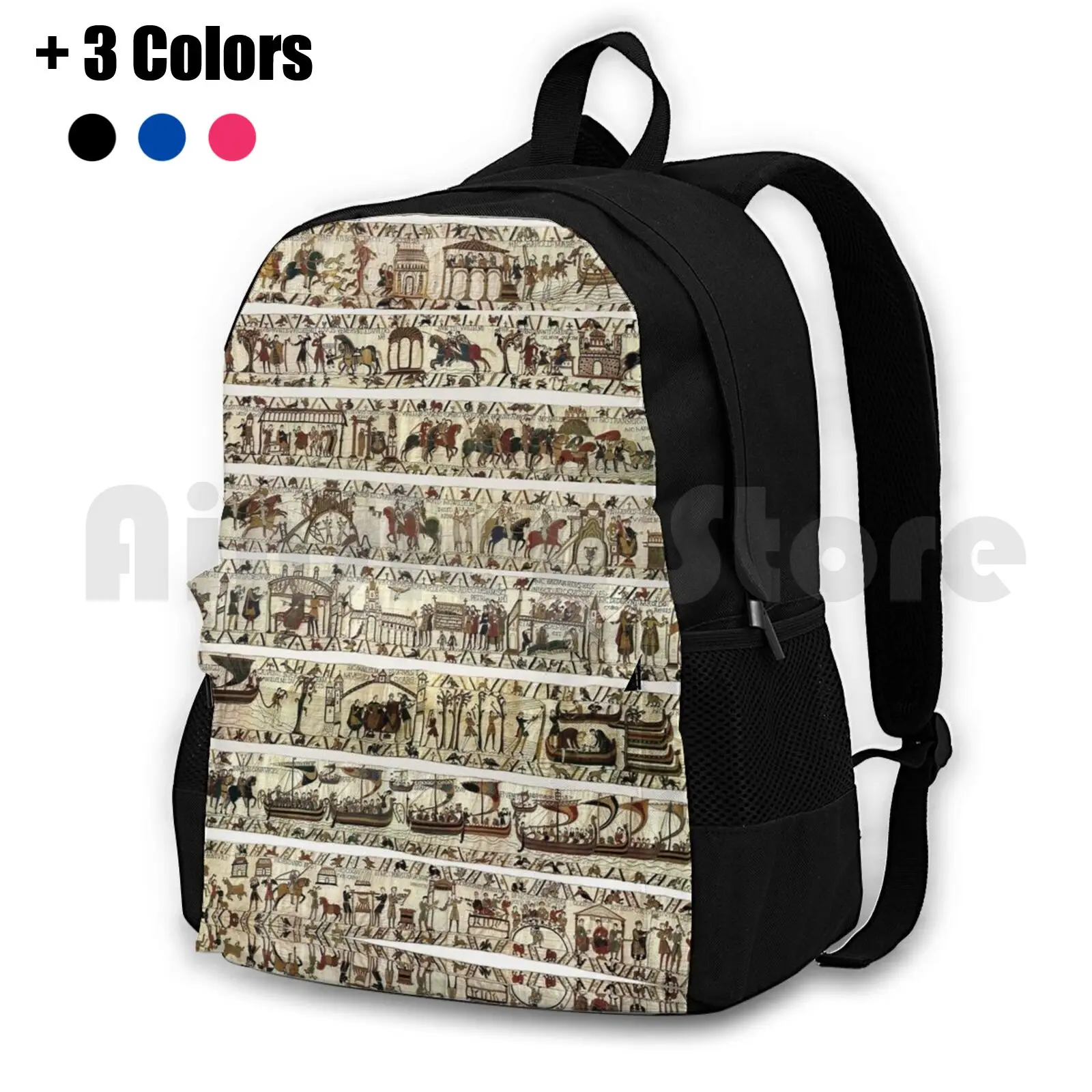 The Bayeux Tapestry Outdoor Hiking Backpack Waterproof Camping Travel Norman Romanesque Antique Embtoidered Bayeux Bayeux