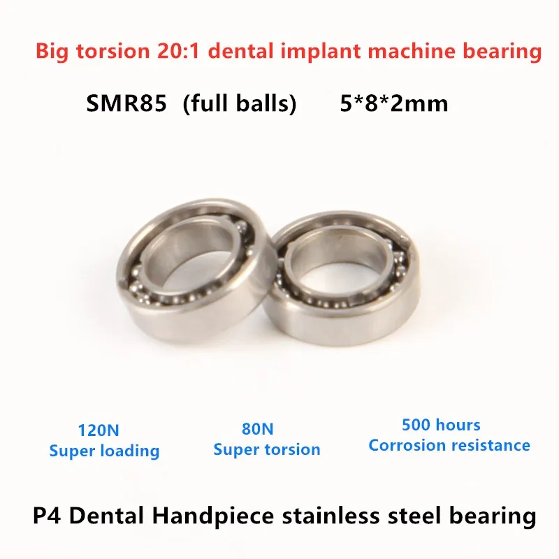 10pcs P4 Dental Handpiece bearing SMR85 full balls 5x8x2 mm stainless steel bearings for big torsion 20:1 dental planter