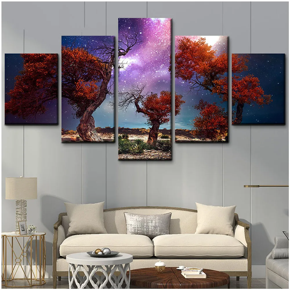 

5Pcs Starry Tree Sky Landscape Diy Diamond Painting Cross Stitch Full 5D Diamond Embroidery Rhinestone Wall Art StickersZP-4614