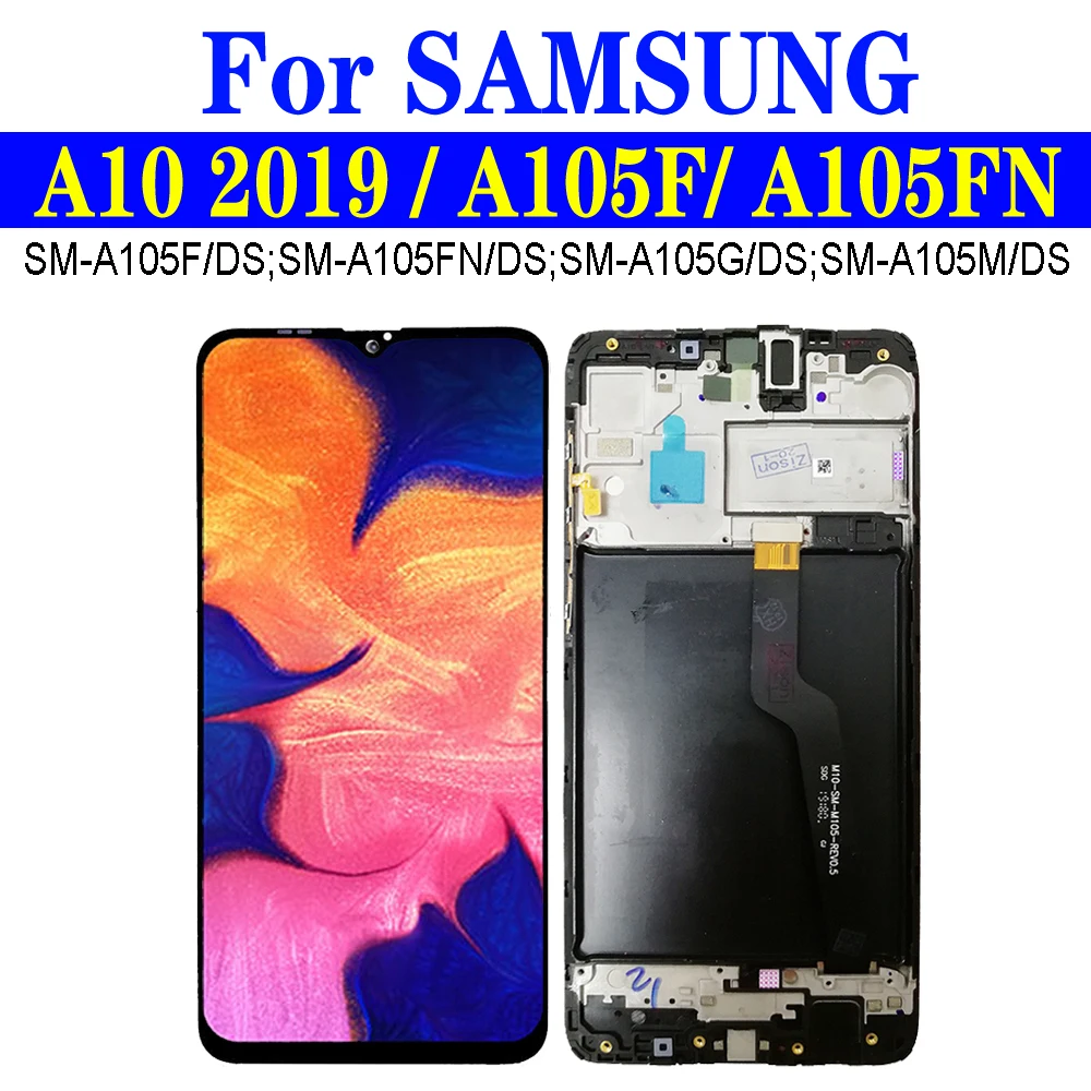 

For Samsung Galaxy A10 LCD Display A105 2019 A105FN LCD With Frame SM-A105F/DS A105G A105M Screen Touch Digitizer Assembly 6.2"