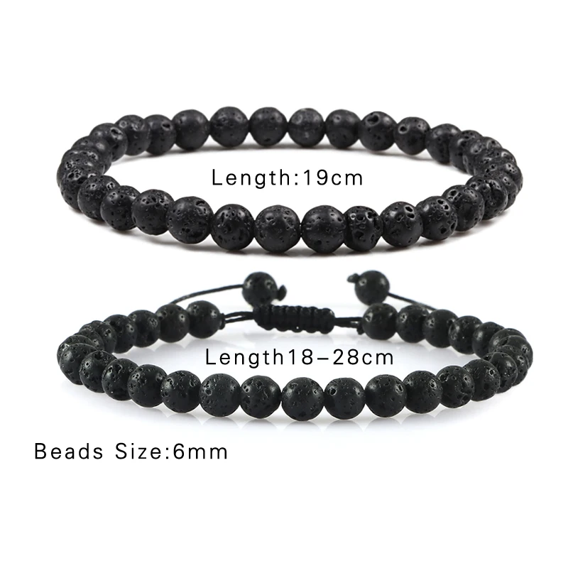 Classic Black White Yin Yang Natural Stone 6mm Beads Bracelets Couples Distance Lava Braided Yoga Energy Jewelry For Women Men