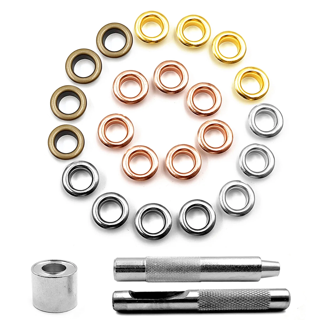 200pcs 8mm Hole Metal Eyelets Grommets with Washer Punch Set Tool Diy Clothes Shoes Belt Cap Bag Tags Leathercraft Accessories