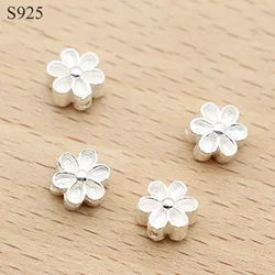 Genuine Real Pure Solid 925 Sterling Silver Flower Spacer Beads Loose Bead Necklace Bracelet DIY Jewelry Making Findings