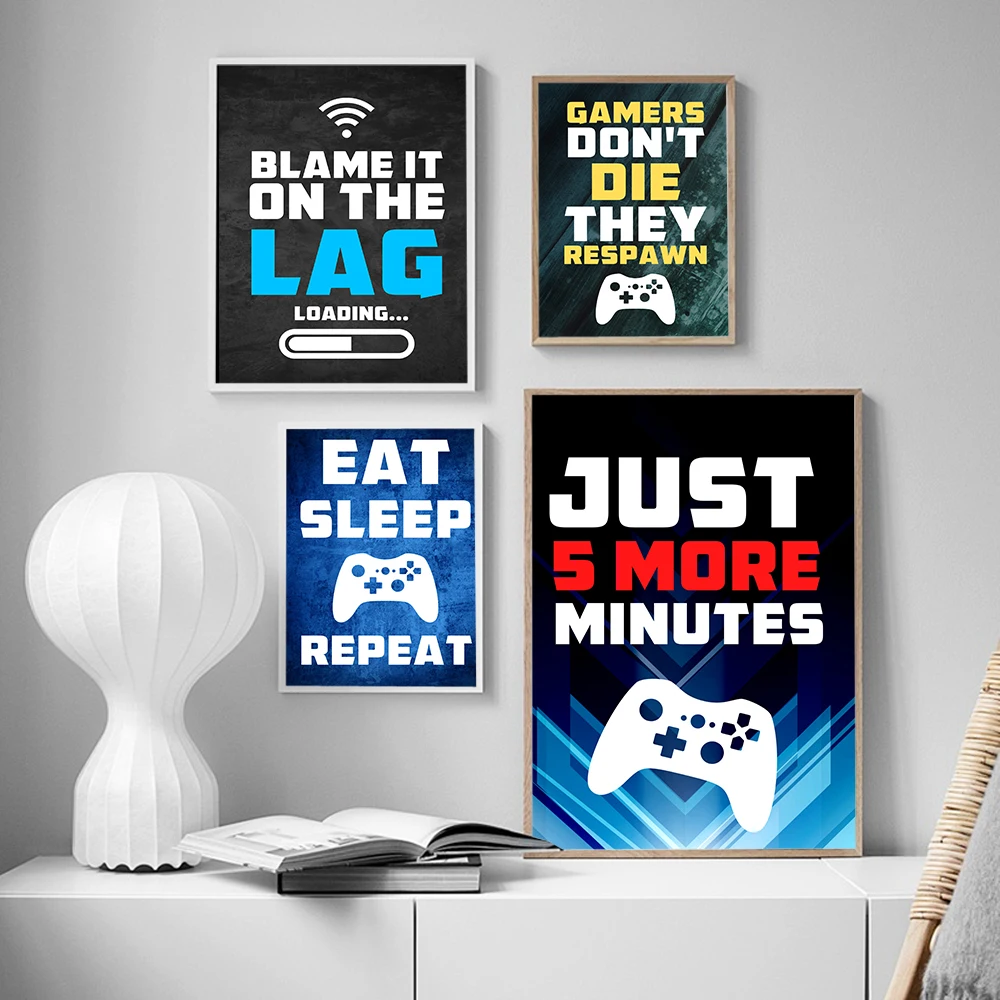 Video Game Wall Art Canvas Painting Gaming Room Decor Posters and Prints Abstract Party Artwork Picture for Boys Room Decoration