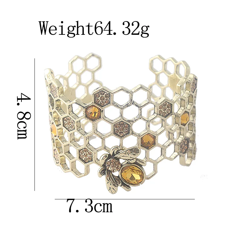 موضة النحل المفتوحة سوار للنساء الإبداعية الجوف العسل سبيكة هندسية Charms سوار السيدات فستان اكسسوارات مجوهرات