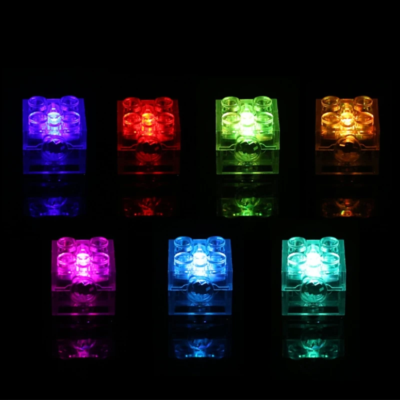 

5pcs 2x2 dot LED Light Up Colorful Accessories Brick Education Light-Emitting Compatible All Brands Building Blocks Kid