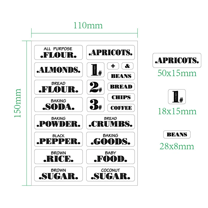 Farmhouse Pantry Labels 6 Sheets Transparent Waterproof Pantry Stickers Food Jar Labels for Pantry Organization CLH@8