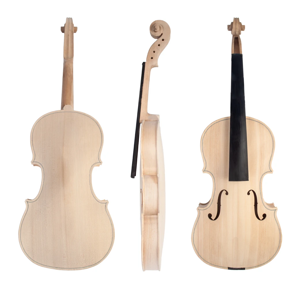 LOMMI High Quality Unfinished Violin Parts Solid Wood Top And Back Panel Ebony Fretboard DIY 4/4 3/4 1/2 1/4 1/8 Violin Parts