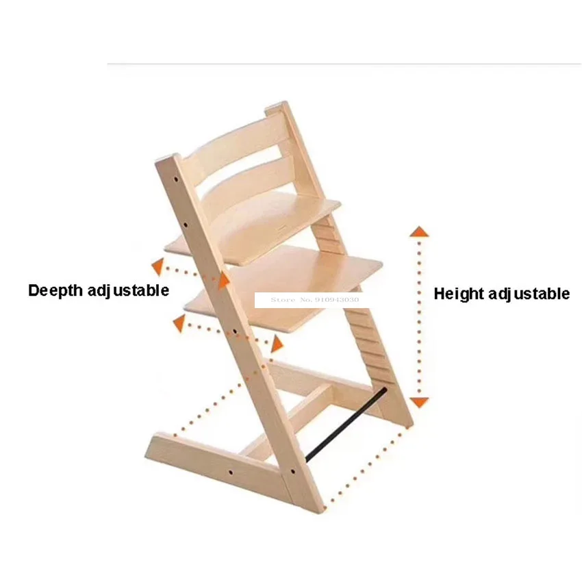 Nodic Simple Design Wooden Baby Children Chair Height Adjustable 10-58cm Solid Wood Highchairs for Kids Feeding Dining Chair