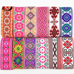 Mixed Ethnic Embroidery Flower Lace 50MMX7YD Handmade Woven Jacquard Ribbon Trims For Curtains Less clothes and Bags Accessory