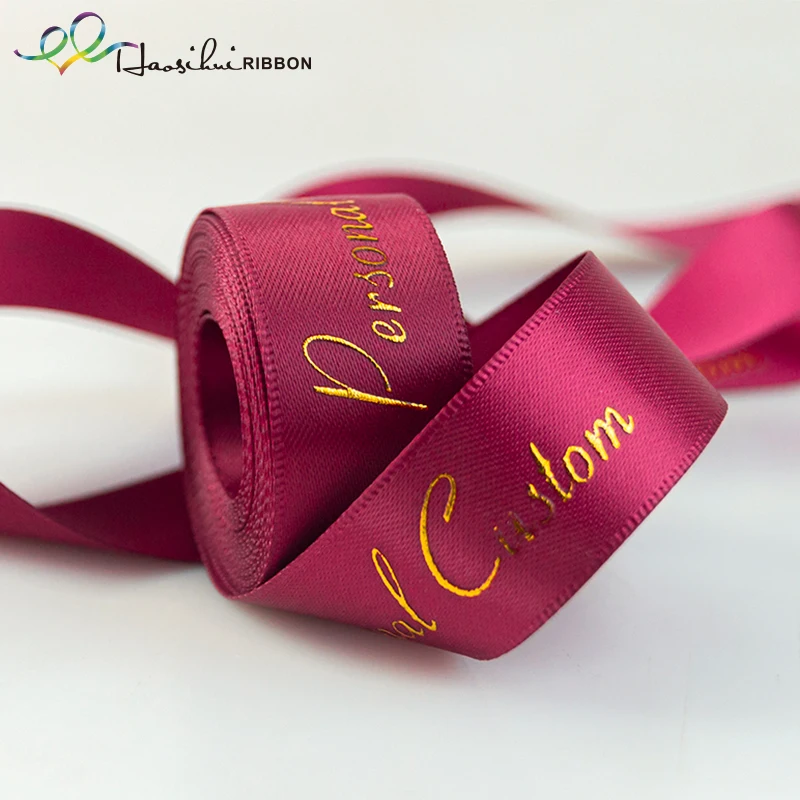 Personalized Ribbons for Logos, Custom Designs and Texts, Metallic Gold and Silver, Shiny Satin Ribbons, 100Yards/Lot, 10mm