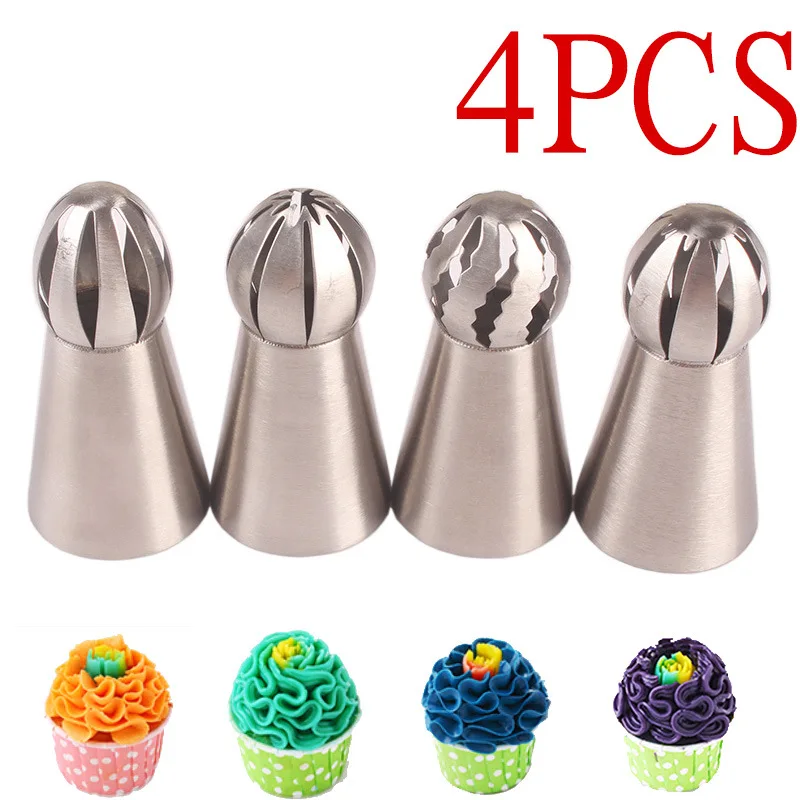 

4PCs 4-Piece Set Torch Ball One-Step Cream Rose Decorating Mouth Cup Cake Artifact