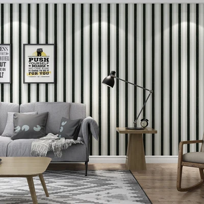 

Modern Simple Black And White Vertical Sstripe Wallpaper Coffee restaurant Clothing Store Women's Wear Men's Living Room Bedroom