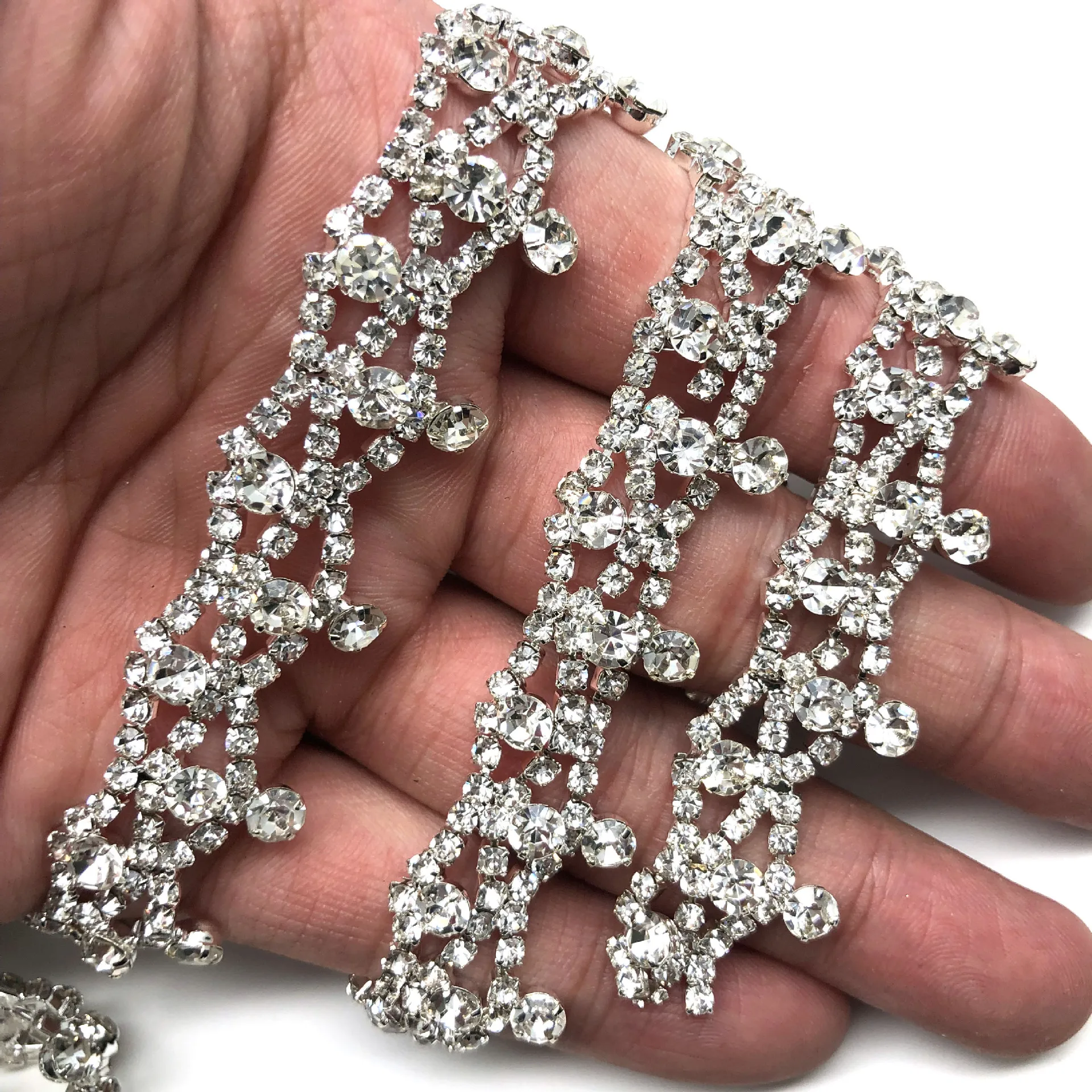 10Yds/Lot Crystal Clear Rhinestone Trim Cup Chain Garment Accessories Rhinestones Trimming Glass DIY Crafts