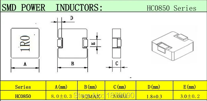 Bobina de Choke de potencia de moldeo, inductor de potencia SMD de alta corriente 1R0 2R2 3R3 4R7 6R8 0850, 10 piezas, 100 = 8*9*5MM, envío gratis