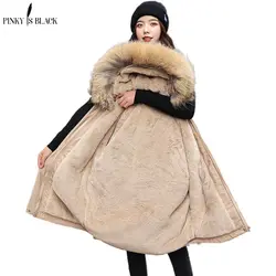 PinkyIsBlack 2021 Cotton Thicken Warm Winter Jacket Women Casual Short Parkas Fur Lining Hooded Mujer Coat Winter Women Clothing