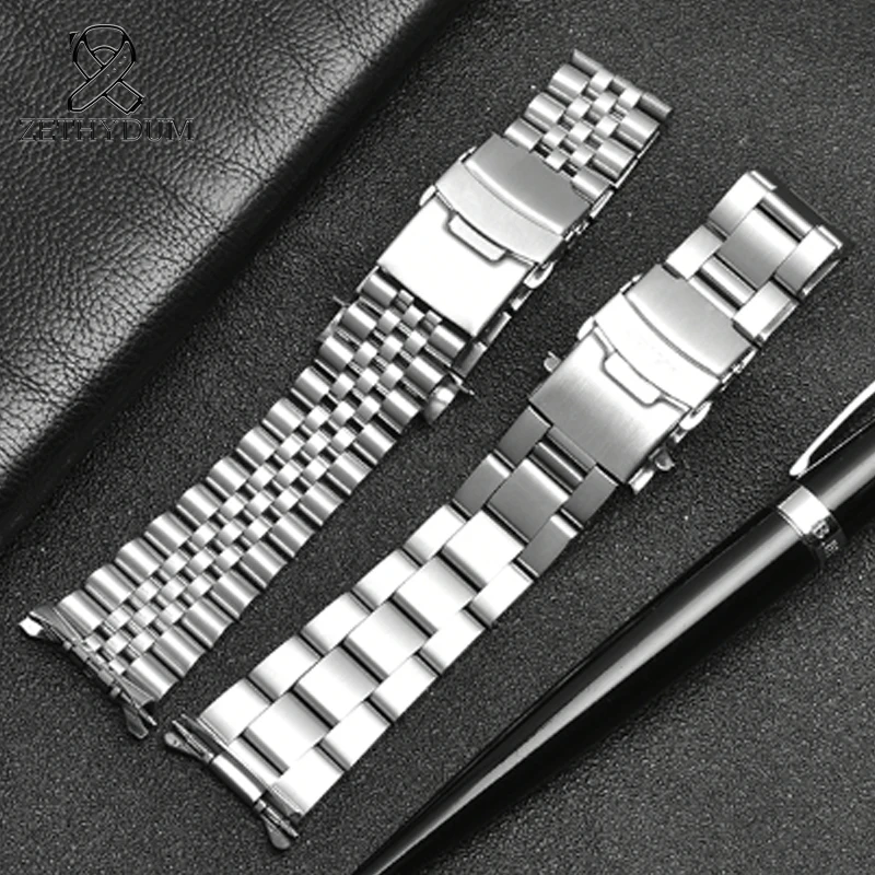 20MM 22MM For SEIKO SKX007/009 SKX173/175 silver men\'s watch stainless steel watch bracelet Watch folding buckle Band + Tool