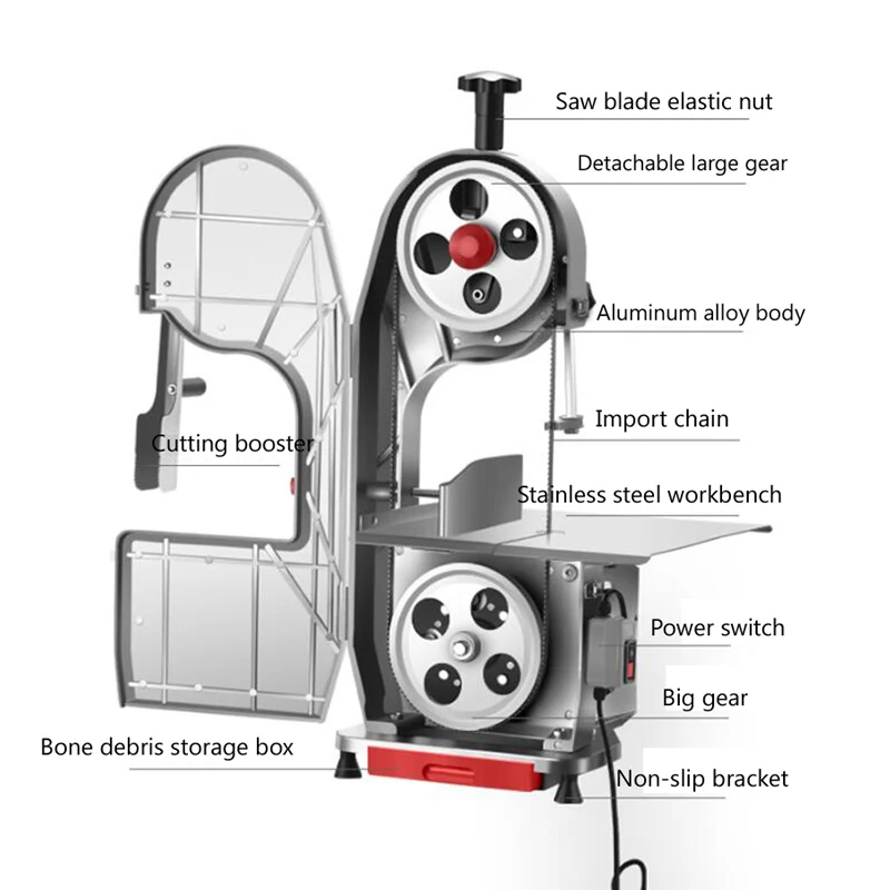 1500W Multifunction Saw Bone Machine Meat Slicer Slice Cut Bone Frozen Fish Chicken Food Machining Cutting Machine