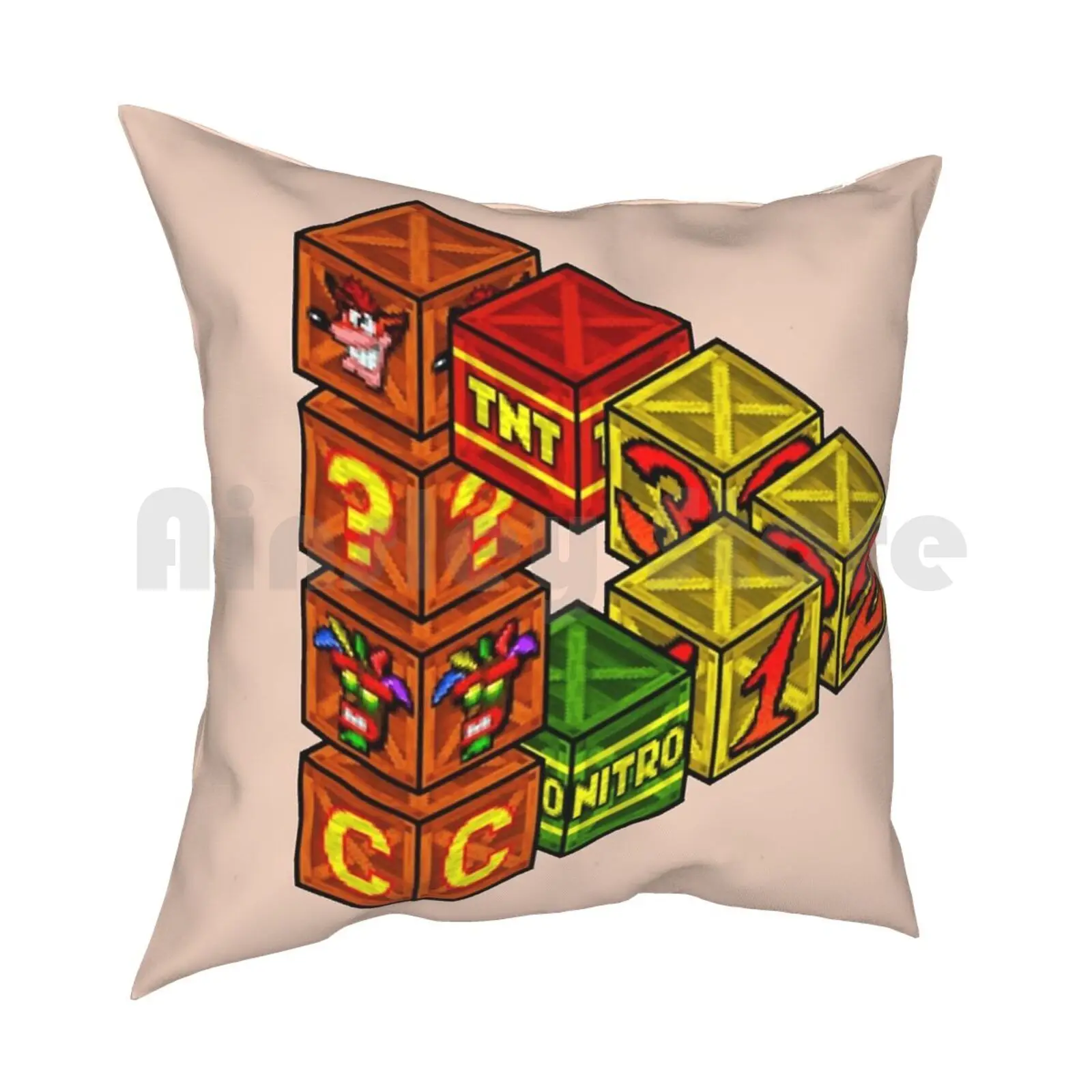 Mysterious Crates Pillow Case Printed Home Soft DIY Pillow cover Crash Bandicoot Video Game Crate Life Tnt Laptop Hydro