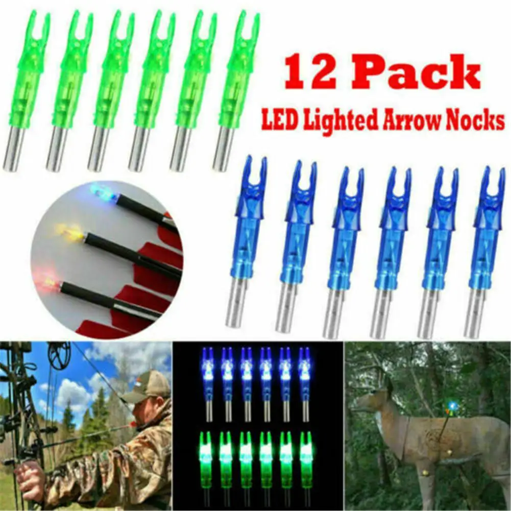 12PCS Automatically LED Lighted Arrow Nocks Tail For Crossbow Arrows Diameter Archery Hunting Shooting Arrow Accessories